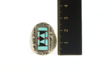 Load image into Gallery viewer, Sterling Silver Native American Turqouise Onyx Coral Inlay Ring