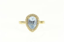 Load image into Gallery viewer, 14K Pear Blue Topaz Diamond Halo Engagement Ring Yellow Gold