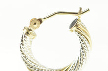 Load image into Gallery viewer, 14K Two Tone Rope Pattern Twist Fancy Hoop Earrings White Gold