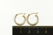 Load image into Gallery viewer, 14K Two Tone Rope Pattern Twist Fancy Hoop Earrings White Gold