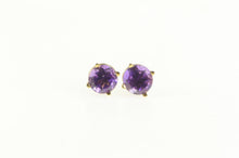 Load image into Gallery viewer, 14K Amethyst Round Solitaire Classic Stud Earrings Yellow Gold