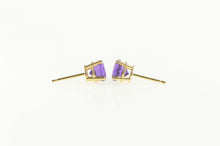 Load image into Gallery viewer, 14K Amethyst Round Solitaire Classic Stud Earrings Yellow Gold