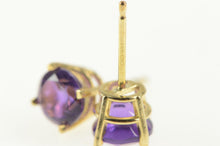 Load image into Gallery viewer, 14K Amethyst Round Solitaire Classic Stud Earrings Yellow Gold