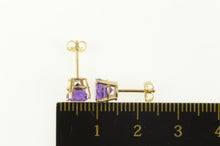 Load image into Gallery viewer, 14K Amethyst Round Solitaire Classic Stud Earrings Yellow Gold