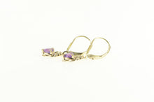 Load image into Gallery viewer, 14K Heart Amethyst Dangle Love Symbol Earrings Yellow Gold