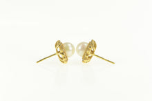 Load image into Gallery viewer, 18K Pearl Diamond Halo Classic Statement Stud Earrings Yellow Gold