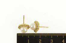 Load image into Gallery viewer, 18K Pearl Diamond Halo Classic Statement Stud Earrings Yellow Gold