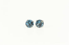 Load image into Gallery viewer, 14K Round Blue Topaz Solitaire Classic Stud Earrings White Gold