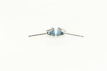 Load image into Gallery viewer, 14K Round Blue Topaz Solitaire Classic Stud Earrings White Gold