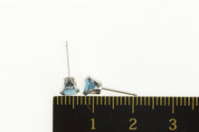 Load image into Gallery viewer, 14K Round Blue Topaz Solitaire Classic Stud Earrings White Gold