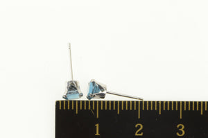 14K Round Blue Topaz Solitaire Classic Stud Earrings White Gold