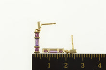 Load image into Gallery viewer, 14K Amethyst Bar Dangle Drop Statement Earrings Yellow Gold