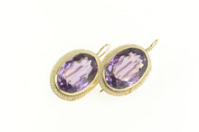Load image into Gallery viewer, 14K Victorian Amethyst Seed Pearl Halo Dangle Earrings Yellow Gold