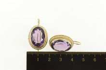 Load image into Gallery viewer, 14K Victorian Amethyst Seed Pearl Halo Dangle Earrings Yellow Gold