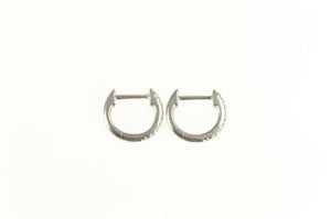 14K Diamond 8.6mm Huggies Baby Hoop Earrings White Gold