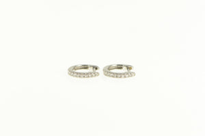 14K Diamond 8.6mm Huggies Baby Hoop Earrings White Gold