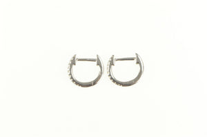 14K Diamond 8.6mm Huggies Baby Hoop Earrings White Gold