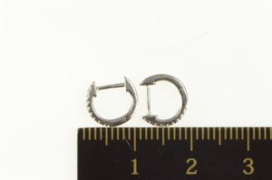 14K Diamond 8.6mm Huggies Baby Hoop Earrings White Gold