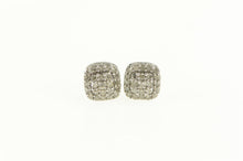 Load image into Gallery viewer, 10K Squared Diamond Encrusted Statement Stud Earrings White Gold