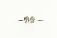 Load image into Gallery viewer, 10K Squared Diamond Encrusted Statement Stud Earrings White Gold