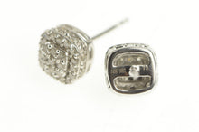 Load image into Gallery viewer, 10K Squared Diamond Encrusted Statement Stud Earrings White Gold