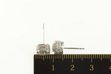 Load image into Gallery viewer, 10K Squared Diamond Encrusted Statement Stud Earrings White Gold