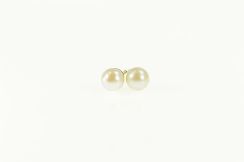 14K Pearl Classic Simple Stud 4.6mm Earrings Yellow Gold