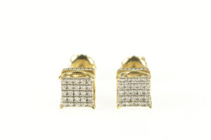 10K 0.25 Ctw Pave Diamond Square Classic Stud Earrings Yellow Gold