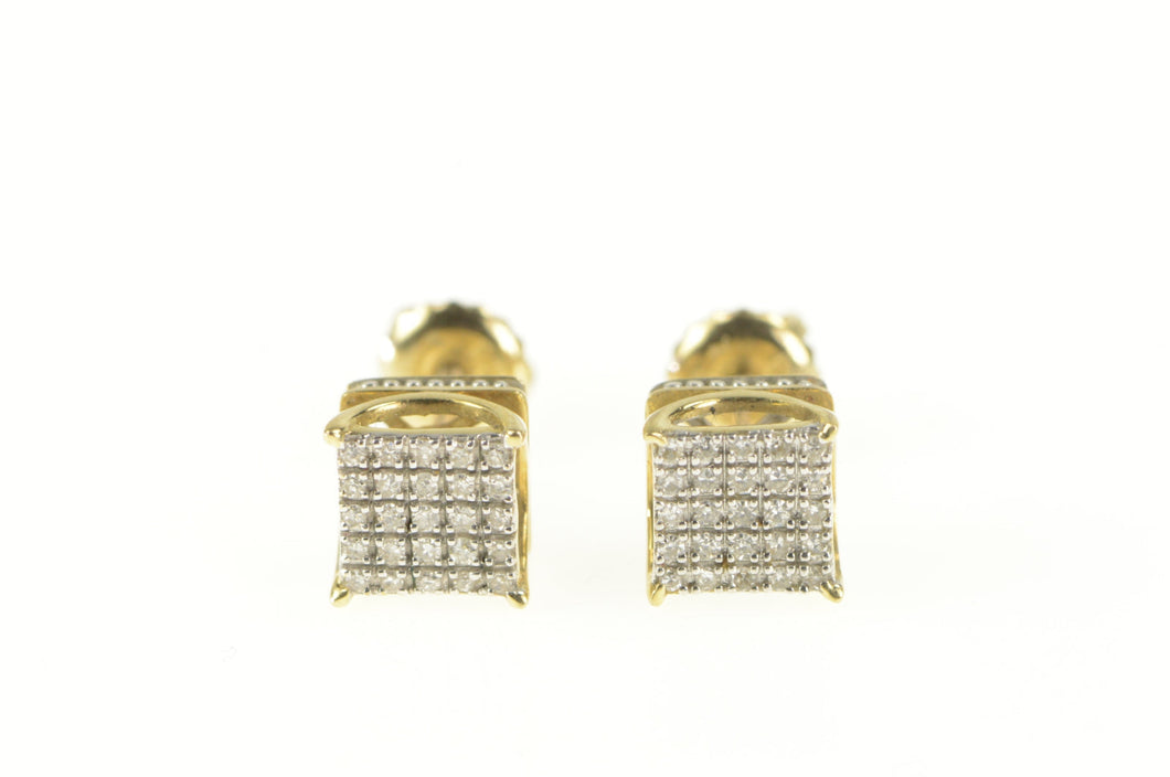 10K 0.25 Ctw Pave Diamond Square Classic Stud Earrings Yellow Gold