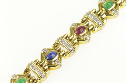 18K 6.98 Ctw Emerald Sapphire Ruby Diamond Bracelet 6.75