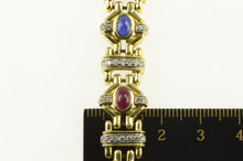 Load image into Gallery viewer, 18K 6.98 Ctw Emerald Sapphire Ruby Diamond Bracelet 6.75&quot; Yellow Gold