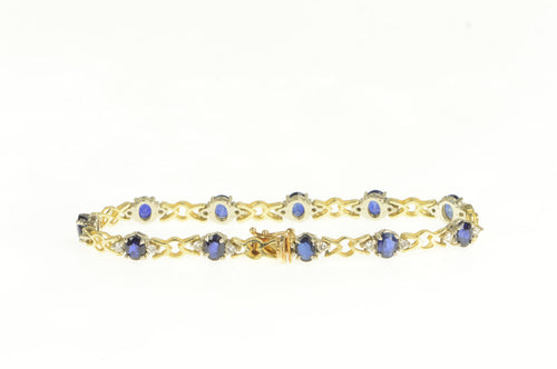 14K 4.25 Ctw Diamond Natural Sapphire Statement Bracelet 5