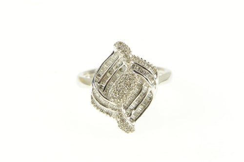 14K 1.25 Cttw Pave Diamond Encrusted Bypass Ring White Gold
