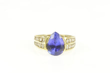 Load image into Gallery viewer, 18K Pear Tanzanite Diamond Channel Accent Ring Yellow Gold