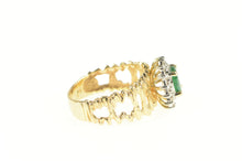 Load image into Gallery viewer, 14K Oval Emerald Diamond Halo Branch Vine Ring Yellow Gold