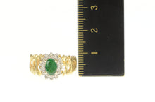 Load image into Gallery viewer, 14K Oval Emerald Diamond Halo Branch Vine Ring Yellow Gold