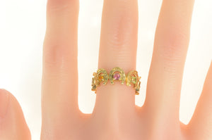 14K 1960's Horseshoe Diamond Citrine Good Luck Ring Yellow Gold