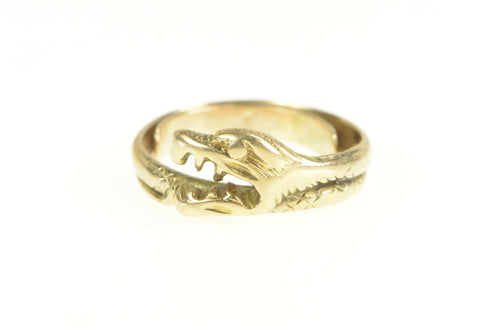 14K Victorian Ouroboros Snake Life Death Symbol Ring Yellow Gold