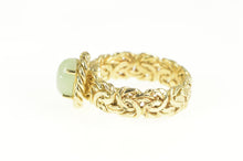 Load image into Gallery viewer, 14K Oval Jade Byzantine Chain Band Statement Ring Yellow Gold