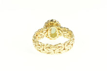 Load image into Gallery viewer, 14K Oval Jade Byzantine Chain Band Statement Ring Yellow Gold