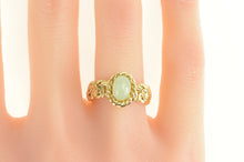 Load image into Gallery viewer, 14K Oval Jade Byzantine Chain Band Statement Ring Yellow Gold