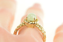 Load image into Gallery viewer, 14K Oval Jade Byzantine Chain Band Statement Ring Yellow Gold