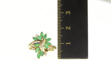 Load image into Gallery viewer, 14K Marquise Natural Emerald Diamond Cluster Ring Yellow Gold