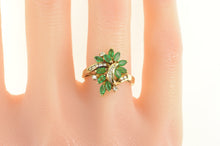 Load image into Gallery viewer, 14K Marquise Natural Emerald Diamond Cluster Ring Yellow Gold