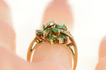 Load image into Gallery viewer, 14K Marquise Natural Emerald Diamond Cluster Ring Yellow Gold