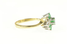 Load image into Gallery viewer, 14K Emerald Diamond Cluster Bypass Engagement Ring Yellow Gold