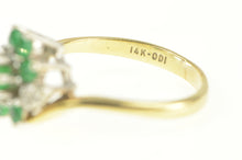 Load image into Gallery viewer, 14K Emerald Diamond Cluster Bypass Engagement Ring Yellow Gold