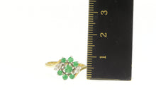 Load image into Gallery viewer, 14K Emerald Diamond Cluster Bypass Engagement Ring Yellow Gold