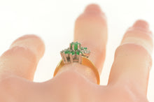 Load image into Gallery viewer, 14K Emerald Diamond Cluster Bypass Engagement Ring Yellow Gold