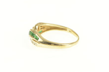 Load image into Gallery viewer, 14K Emerald Diamond Wavy Criss Cross X Band Ring Yellow Gold